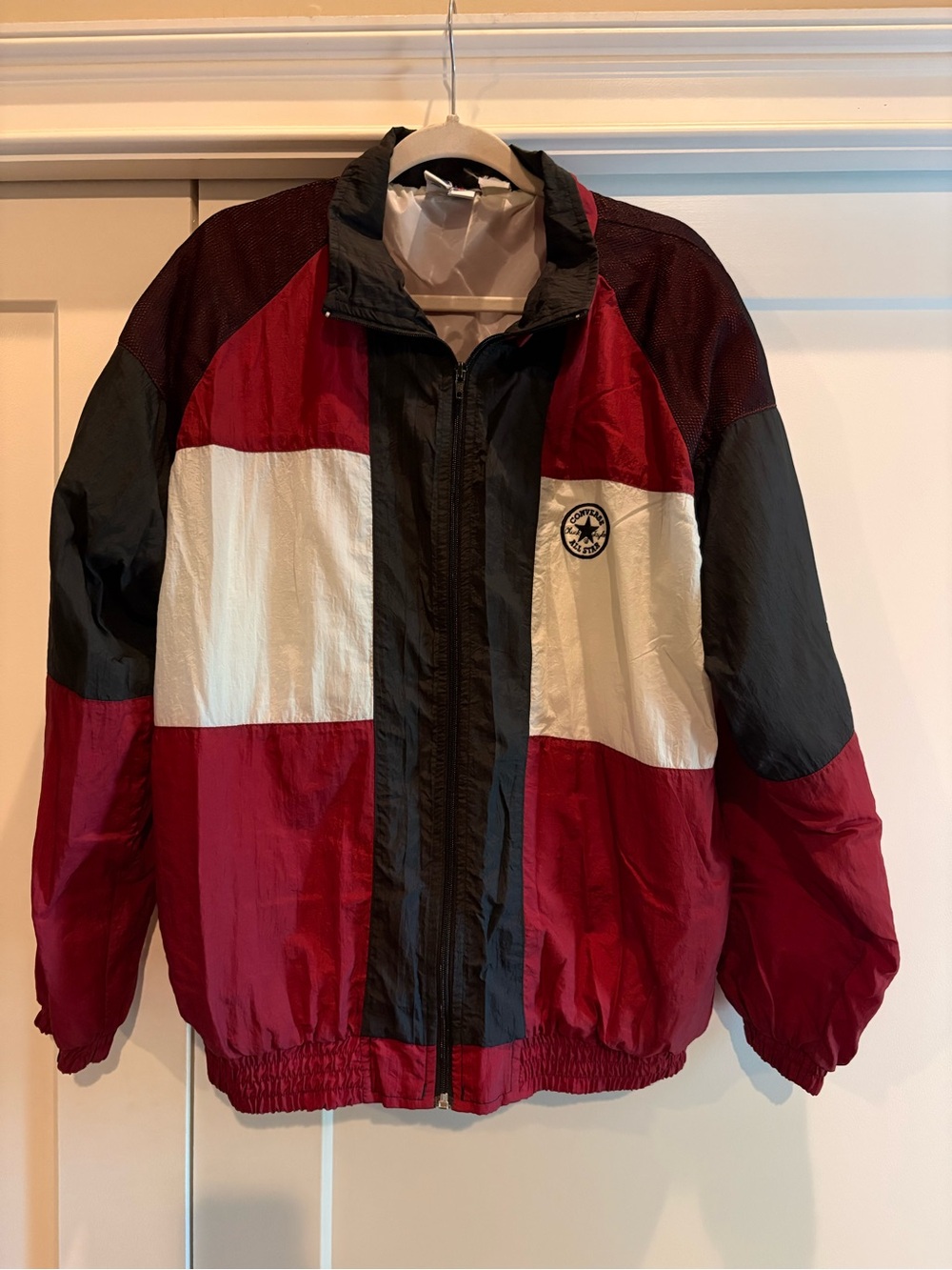 Converse Colorblock Windbreaker Jacket in Red, Black & White
